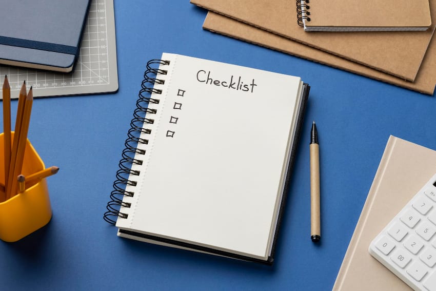 Reinventing Yourself - Photo of Desk with notebook for checklist